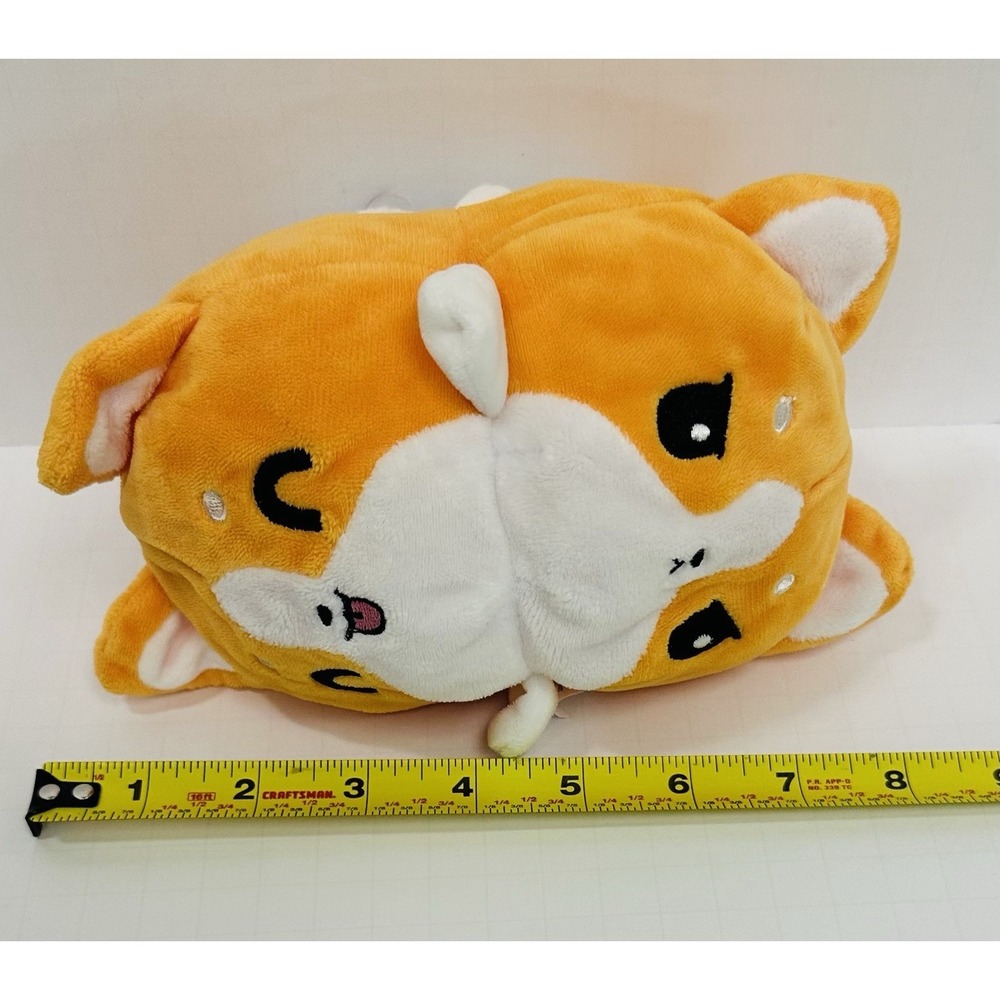 TeeTurtle Happy & Mad Orange Corgi Dog 4" Reversible Stuffed Animal Plush Toy